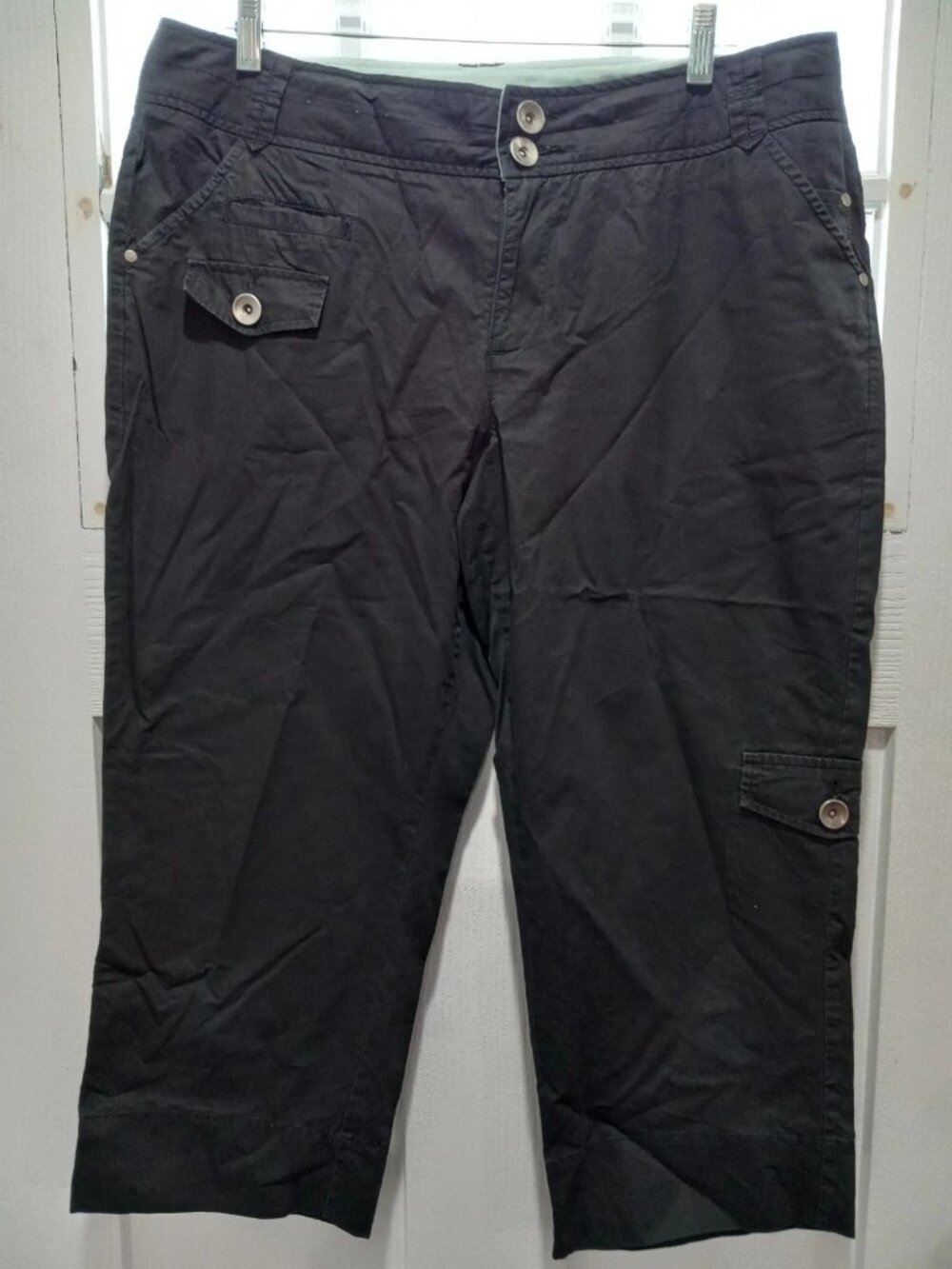 Pink Twill Women Capri Pants Size 12 Black
